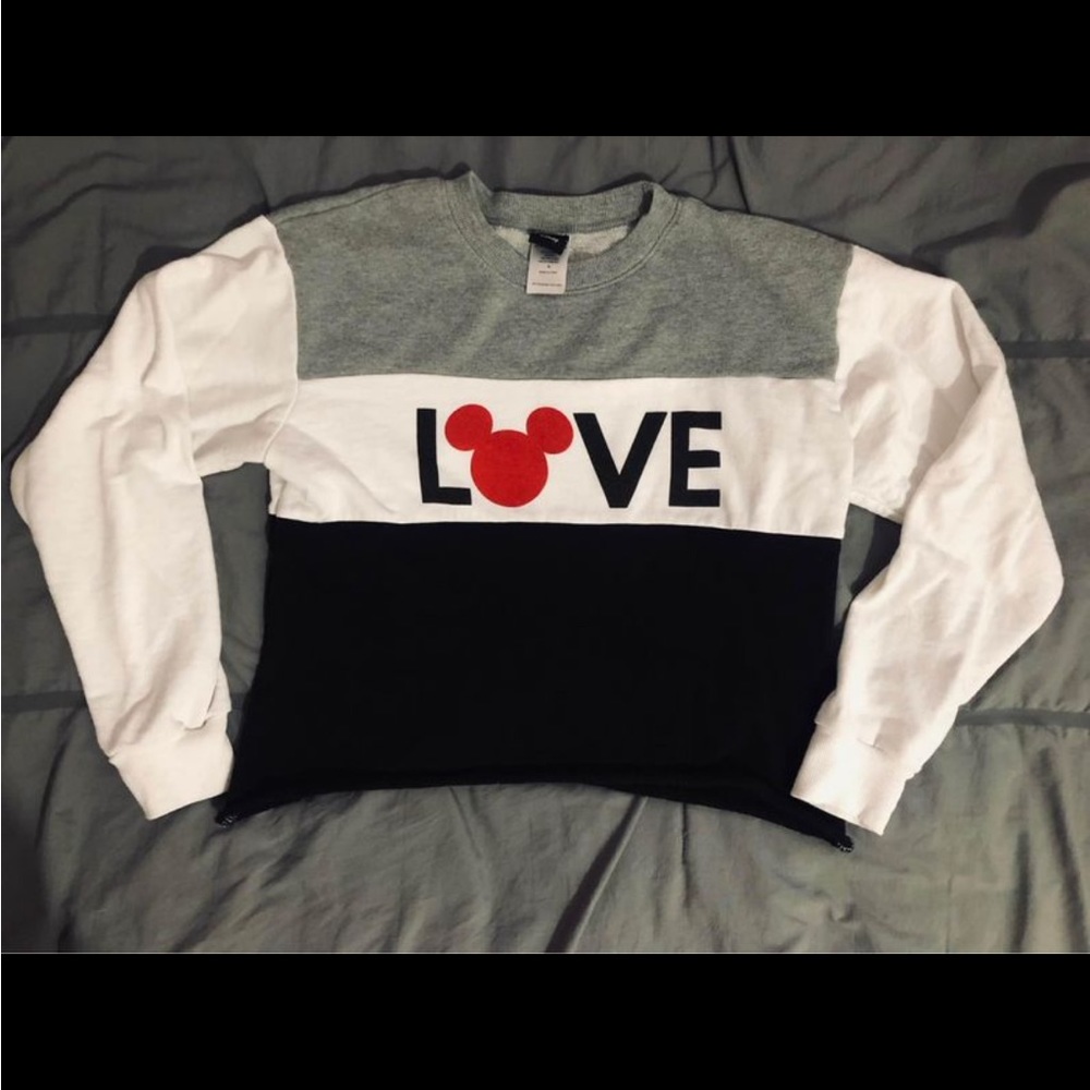 Mickey Mouse LOVE Cropped Rolled Edge Sweatshirt Ladies M